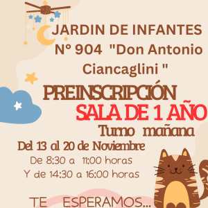 Pre inscripción Sala de 1 año