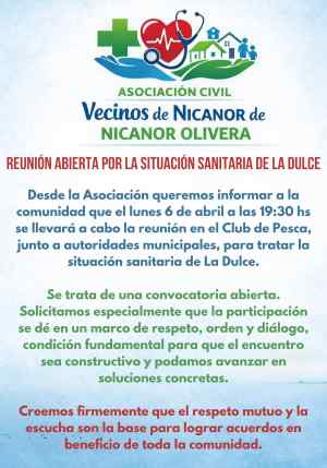 Reunión abierta por la situación sanitaria de La Dulce