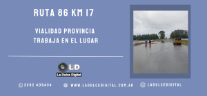 Vialidad provincial trabaja en el Km 17 de Ruta 86