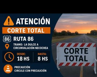 Atención. Ruta 86 permanecerá cortada de 18.00 a 08.00