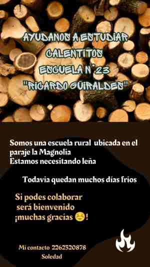 La Escuela del Paraje La Magnolia solicita donación de leña
